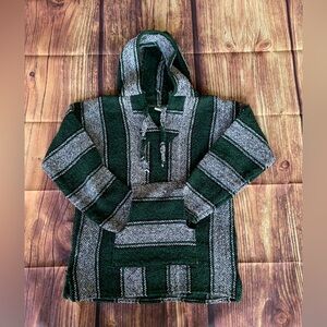 La Malinche Men's Long Sleeve Multicolor Pullover Mexican Capucha Poncho Jacket